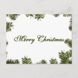 Einfache Elegant Grüne Leaf Dekoration Frohe Weihn Feiertagspostkarte