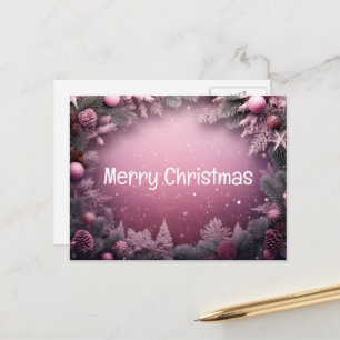 Einfache Elegant Grüne Leaf Dekoration Frohe Weihn Feiertagspostkarte