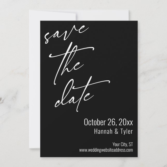 Einfache Elegant Handwriting Script Typografie Bla Save The Date (Vorderseite)