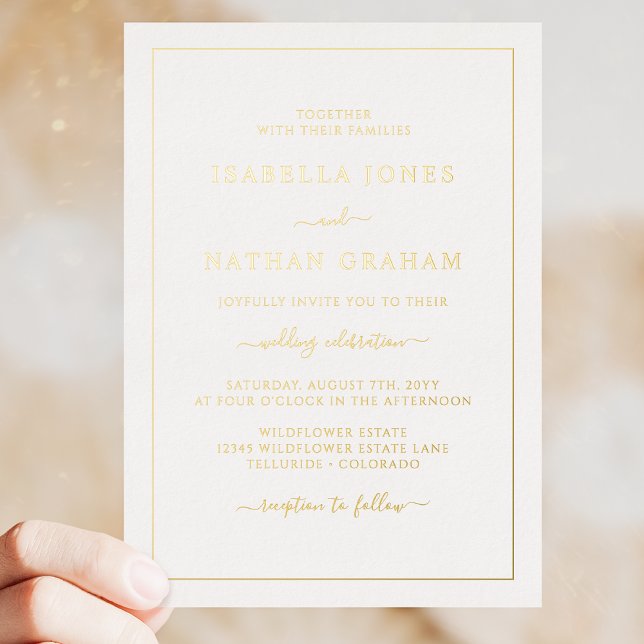 Einfache Elegant-Hochzeit Folieneinladung (Simple Elegant Gold Wedding Foil Invitation by Painted Paperie
)