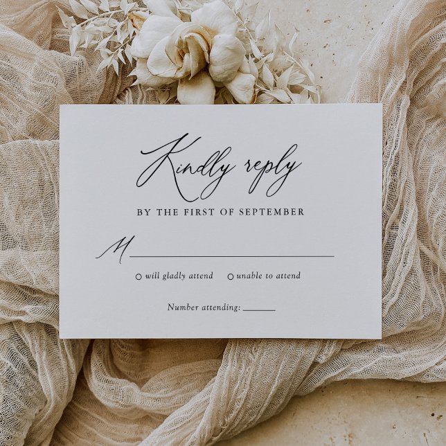 Einfache Elegant-Kalligrafie-Hochzeit RSVP Karte (Von Creator hochgeladen)