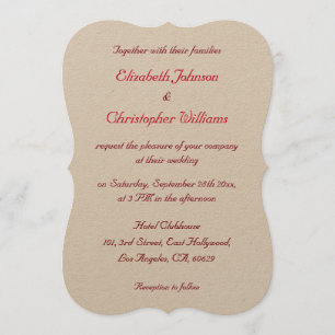 Einfache Elegant Kraft Custom Wedding Einladung