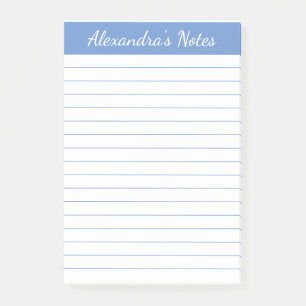 Einfache Elegant Light Blue Lined Personalisiert Post-it Klebezettel