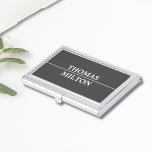 Einfache Elegant Manly Gray Imitats Silver Line Visitenkarten Dose<br><div class="desc">Einfach eleganter Visitenkartenhalter mit dunkelgrauem Hintergrund und Imitate silber Linie. Manly minimalistisches Design.</div>