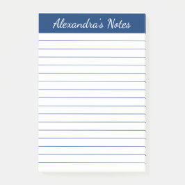 Einfache Elegant Marine Lined Personalisiert Post-it Klebezettel