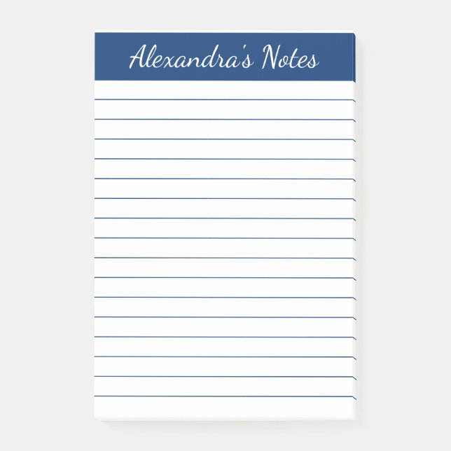 Einfache Elegant Marine Lined Personalisiert Post-it Klebezettel (Vorderseite)