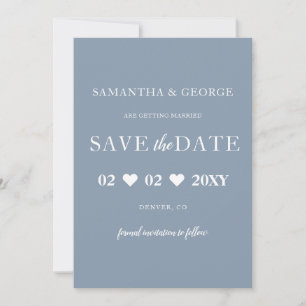Einfache Elegant Minimal Modern Dusty Blue Save The Date