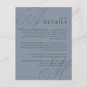 Einfache Elegant-Minimal-Monogramm-Hochzeitdetails Begleitkarte