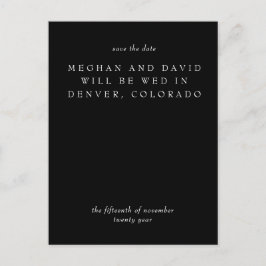 Einfache Elegant Minimal Schwarz Save the Date Ankündigungspostkarte