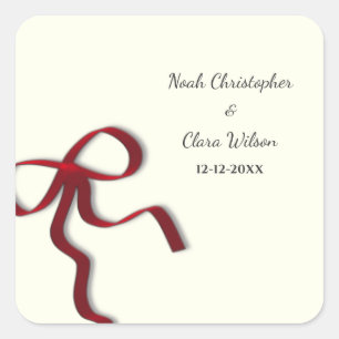 Einfache Elegant Minimalistisch Red Bow Classic Quadratischer Aufkleber