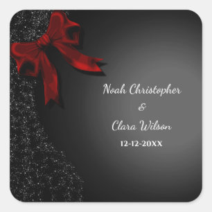 Einfache Elegant Minimalistisch Red Bow Classic Quadratischer Aufkleber