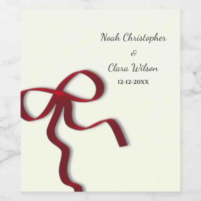 Einfache Elegant Minimalistisch Red Bow Classic Weinetikett (Einzelnes Label)