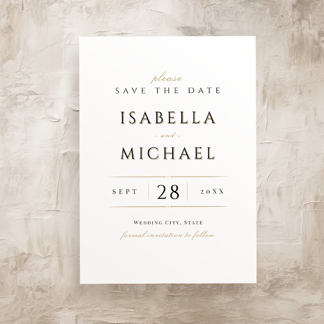 Einfache Elegant Moderner Luxus Save the Date Einladung (Simple Elegant Modern Classy Luxury Save The Date Invitation)