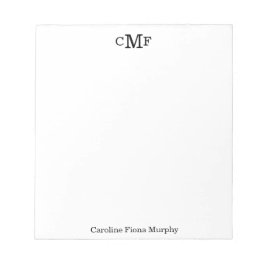 Einfache Elegant Modernes Basic 3 Monogramm Notizblock