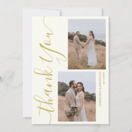 Einfache Elegant Modernes Script 5 Fotos Hochzeit Dankeskarte