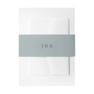 Einfache Elegant Monogram Dusty Blue Einladungsbanderole