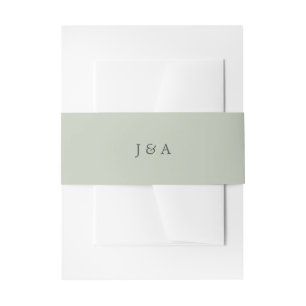 Einfache Elegant Monogram Eucalyptus Green Einladungsbanderole