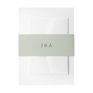 Einfache Elegant Monogram Eucalyptus Green Einladungsbanderole
