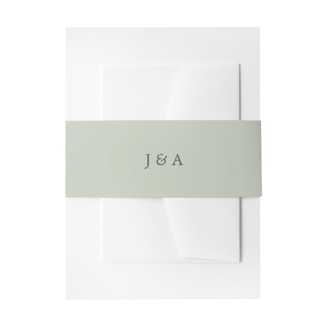 Einfache Elegant Monogram Eucalyptus Green Einladungsbanderole (Vorderseite Beispiel)