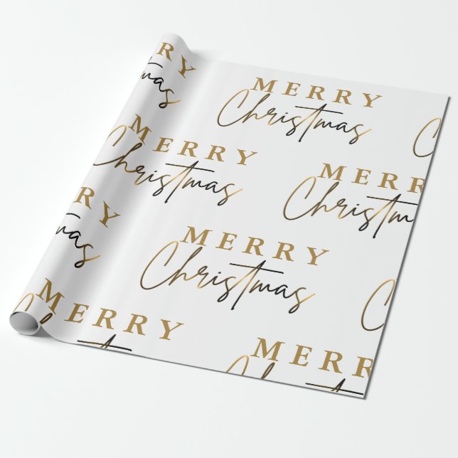 Einfache Elegant Monogram Frohe Weihnachten Geschenkpapier (Ungerollt)