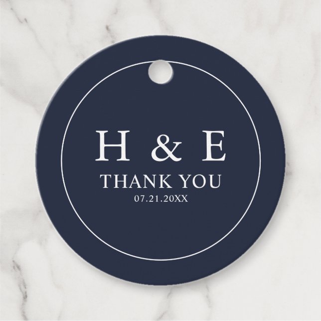 Einfache Elegant Monogram Wedding Vielen Dank Geschenkanhänger (Vorderseite)