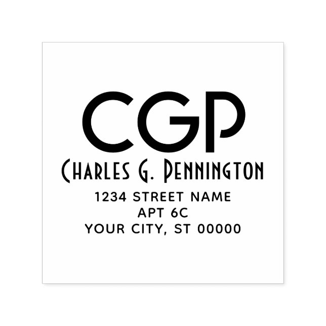 Einfache Elegant Name Rücksendeadresse LG Initials Permastempel (Design)