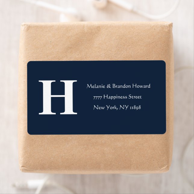 Einfache Elegant Navy Blue Monogram erste Rückgabe (Insitu)