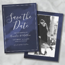 Einfache Elegant Navy Blue Save the Date Hochzeit Einladung