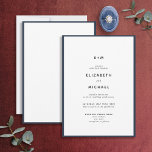 Einfache Elegant Navy Blue & White Monogram Weddin Einladung<br><div class="desc">Sie suchen eine einfache, elegante Art, Ihre Gäste zu Ihrer Hochzeit einzuladen? Schauen Sie nur auf diese schöne, blau gestrichene weiße Einladung mit moderner Typografie. Dieses minimalistische Design ist ideal für Paare, die eine schicke und stilvolle Hochzeitseinladung gewollt haben, die ihre Gäste beeindrucken wird. Das mit Monogramm Design fügt eine...</div>