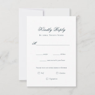 Einfache Elegant Navy & White Hochzeit RSVP Karte