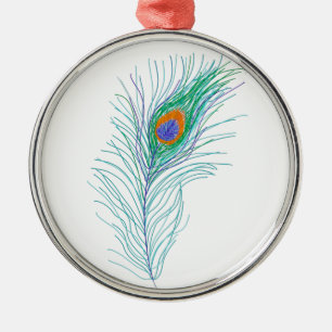 Einfache Elegant Peacock Feather Ornament Aus Metall