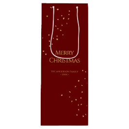 Einfache Elegant Red & Gold Confetti Frohe Weihnac Geschenktüte Für Weinflaschen
