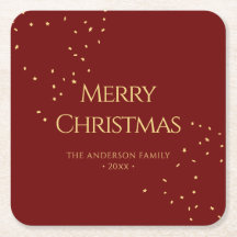 Einfache Elegant Red & Gold Confetti Frohe Weihnac