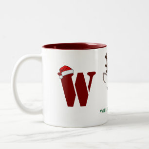 Einfache Elegant Rentier Weihnachtsfamilie Name Zweifarbige Tasse