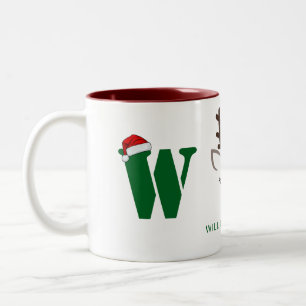 Einfache Elegant Rentier Weihnachtsfamilie Name Zweifarbige Tasse
