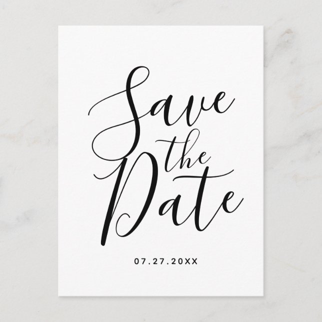 Einfache Elegant Save the Date Hochzeit Postkarte (Vorderseite)