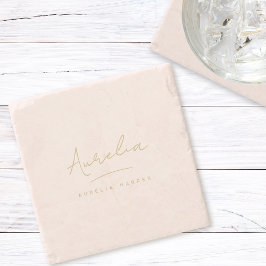 Einfache Elegant-Signatur Minimale Feminine Steinuntersetzer