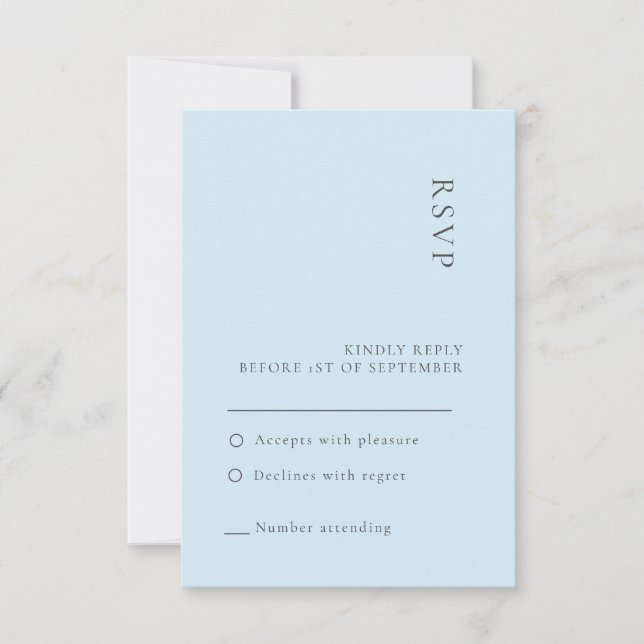 Einfache Elegant Soft Blue Wedding RSVP Karte (Vorderseite)