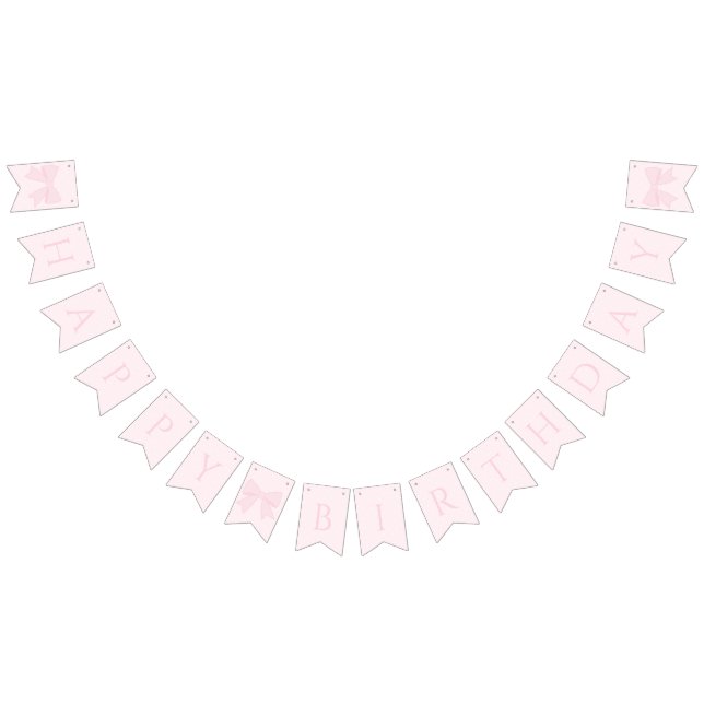 Einfache Elegant Soft Pastel Pink Bow Happy Birthd Wimpelkette (Alle)