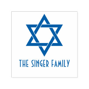 Einfache Elegant Star von David #3 Familienname Permastempel