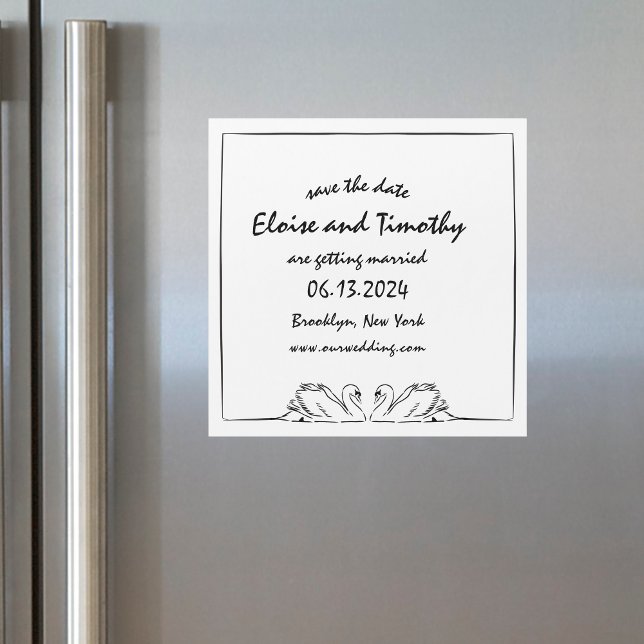 Einfache Elegant Swan Wedding Save the Date Magnet (Von Creator hochgeladen)