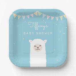 Einfache Elegant Sweet Alpaca Llama Boy Baby Dusch Pappteller