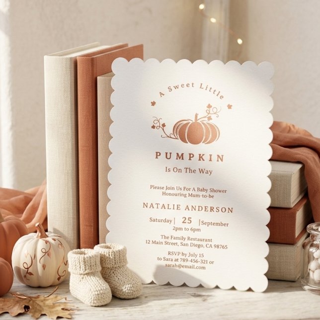 Einfache Elegant Sweet Little Pumpkin Baby Dusche Einladung (Simple Elegant Sweet Little Pumpkin Baby Shower Invitation)