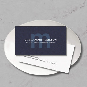 Einfache Elegant Texture Blue MonogramConsultant Visitenkarte