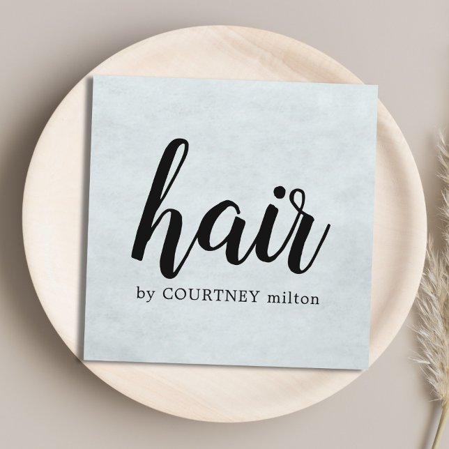 Einfache Elegant Texture Light Blue Hair Stylist Quadratische Visitenkarte (Von Creator hochgeladen)