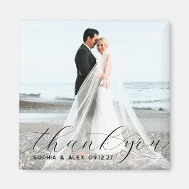 Einfache Elegant Vielen Dank für Ihr Hochzeit Foto Magnet
