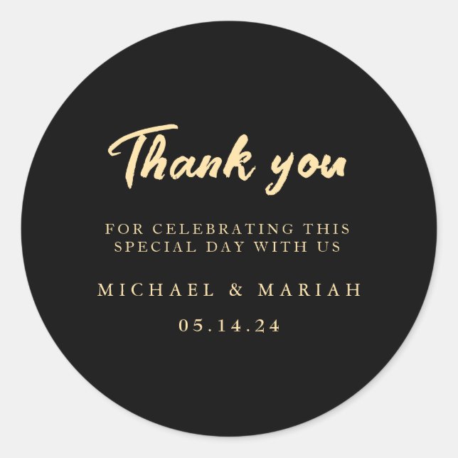 Einfache Elegant Vielen Dank Gastgeschenk Hochzeit Runder Aufkleber (Vorderseite)