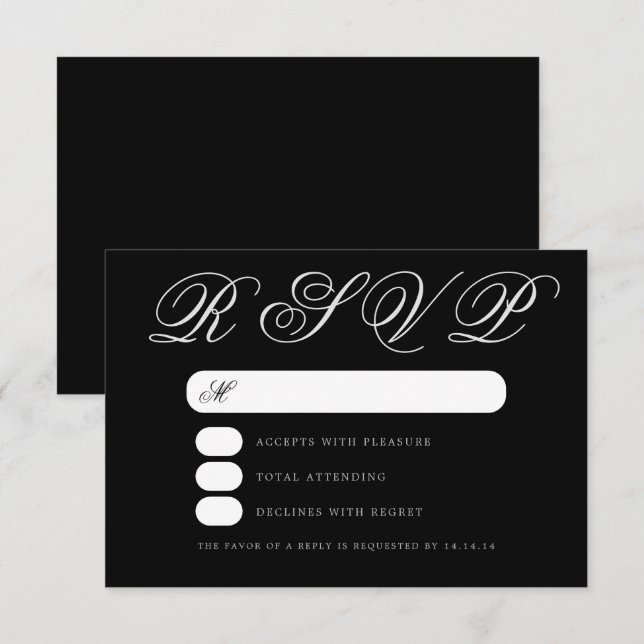 Einfache Elegant Wedding Black Script UAWG RSVP Karte (Vorne/Hinten)