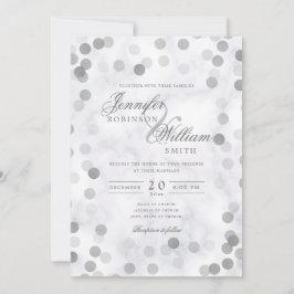 Einfache Elegant Wedding Silver Confetti Marmor Einladung