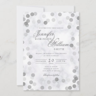 Einfache Elegant Wedding Silver Confetti Marmor Einladung